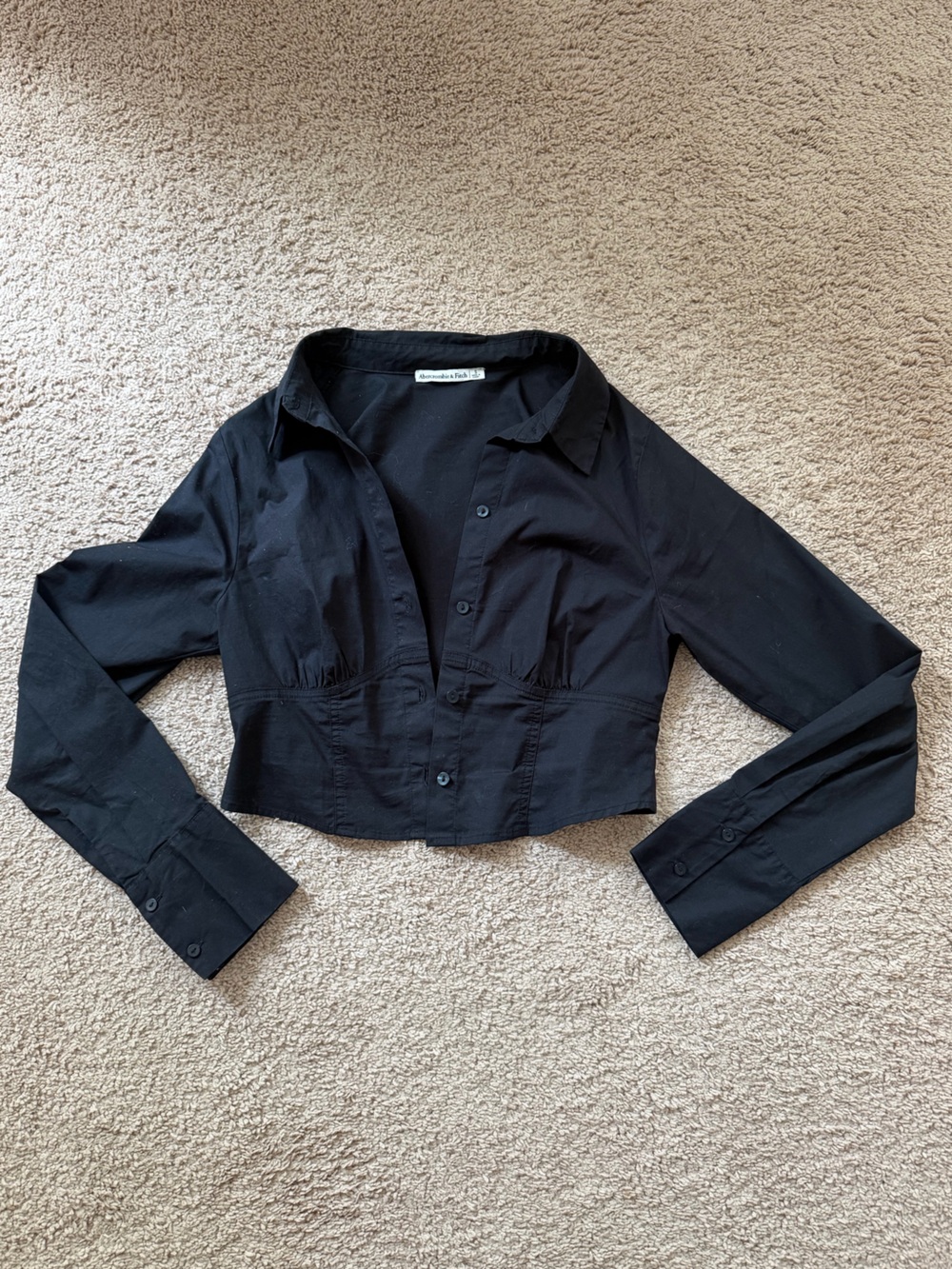 Abercrombie & Fitch Long Sleeve Button-Up Poplin Corset Shirt